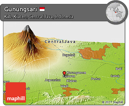 Physical Panoramic Map of Gunungsari