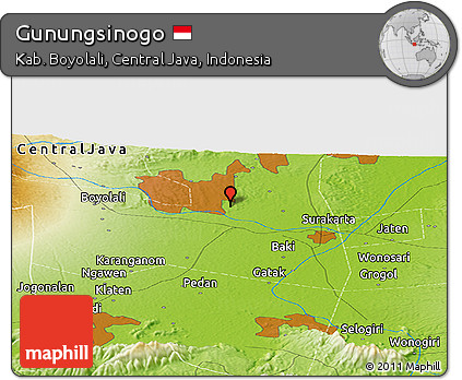 Physical Panoramic Map of Gunungsinogo