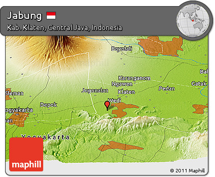 Physical Panoramic Map of Jabung