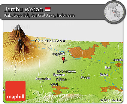 Physical Panoramic Map of Jambu Wetan