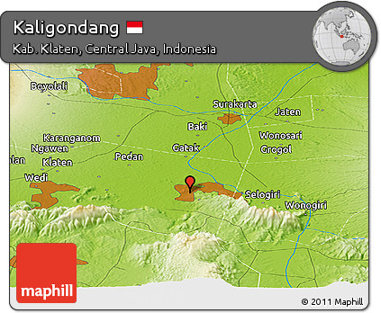 Physical Panoramic Map of Kaligondang