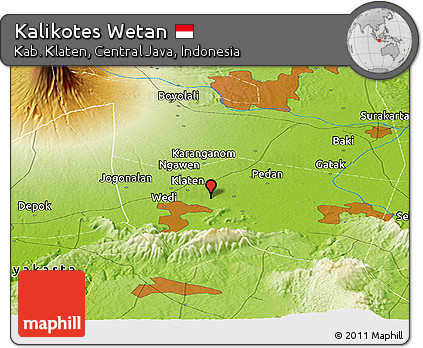 Physical Panoramic Map of Kalikotes Wetan