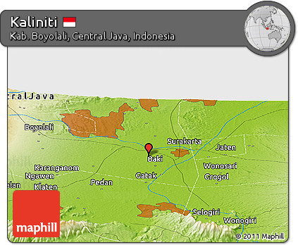 Physical Panoramic Map of Kaliniti
