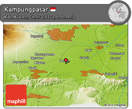 Physical Panoramic Map of Kampungpasar