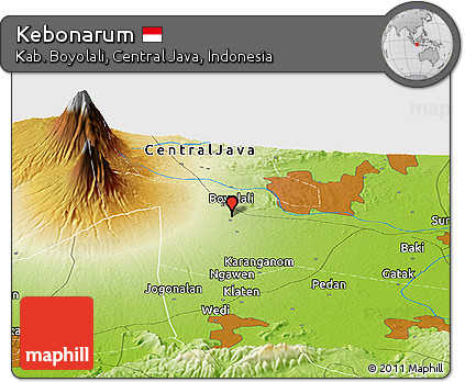Physical Panoramic Map of Kebonarum