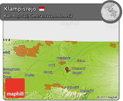 Physical Panoramic Map of Klampisrejo