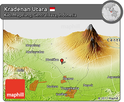 Physical Panoramic Map of Kradenan Utara