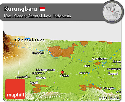 Physical Panoramic Map of Kurungbaru