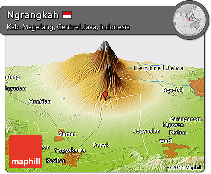 Physical Panoramic Map of Ngrangkah