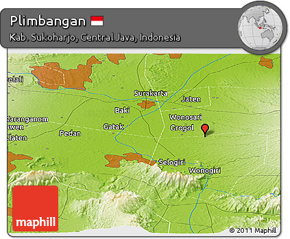 Physical Panoramic Map of Plimbangan