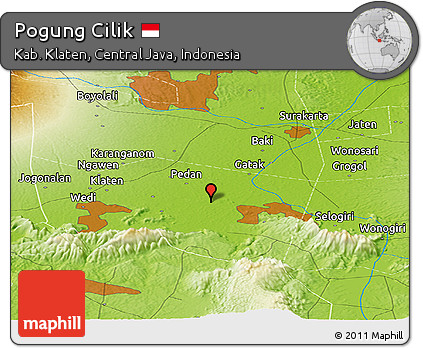 Physical Panoramic Map of Pogung Cilik