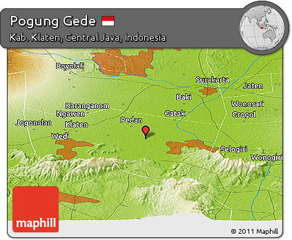 Physical Panoramic Map of Pogung Gede