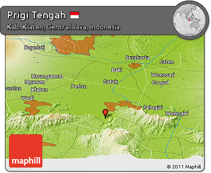 Physical Panoramic Map of Prigi Tengah