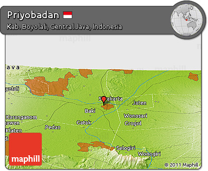 Physical Panoramic Map of Priyobadan