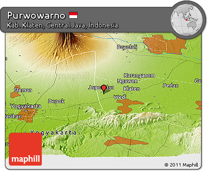 Physical Panoramic Map of Purwowarno