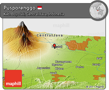 Physical Panoramic Map of Pusporenggo