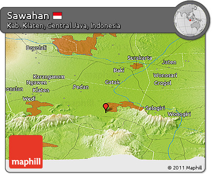 Physical Panoramic Map of Sawahan
