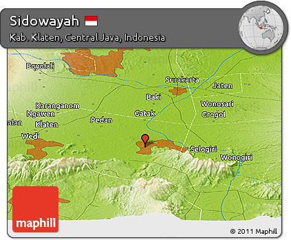 Physical Panoramic Map of Sidowayah