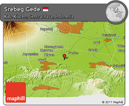 Physical Panoramic Map of Srebeg Gede