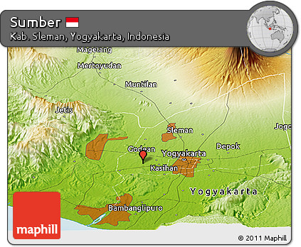 Physical Panoramic Map of Sumber