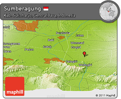 Physical Panoramic Map of Sumberagung