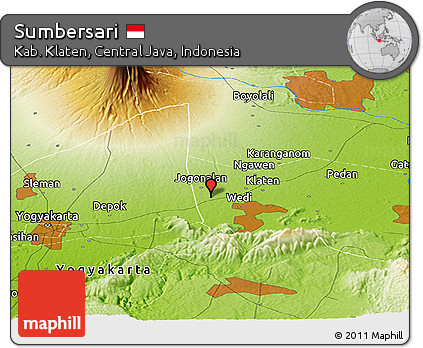 Physical Panoramic Map of Sumbersari
