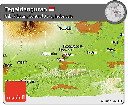 Physical Panoramic Map of Tegaldanguran