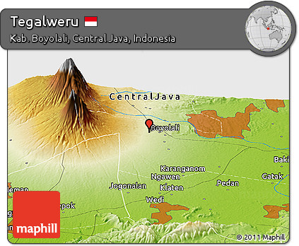 Physical Panoramic Map of Tegalweru