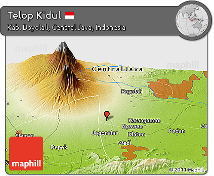 Physical Panoramic Map of Telop Kidul