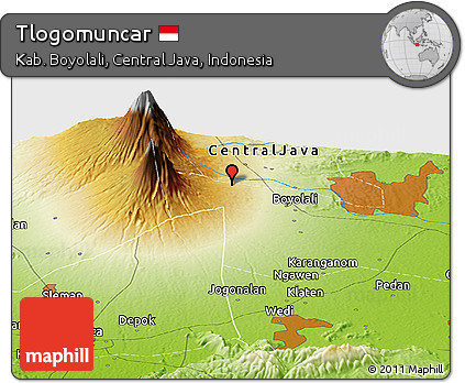 Physical Panoramic Map of Tlogomuncar