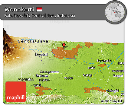 Physical Panoramic Map of Wonokerti