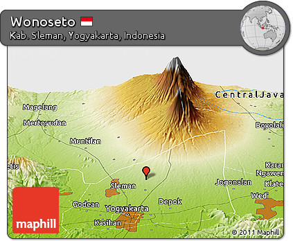 Physical Panoramic Map of Wonoseto
