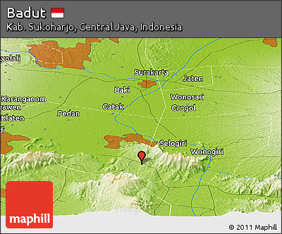 Physical Panoramic Map of Badut