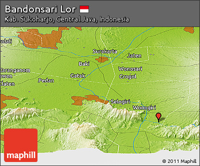 Physical Panoramic Map of Bandonsari Lor