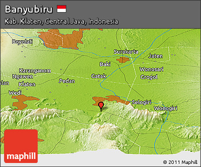 Physical Panoramic Map of Banyubiru