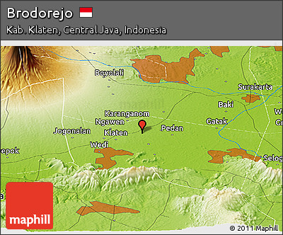 Physical Panoramic Map of Brodorejo