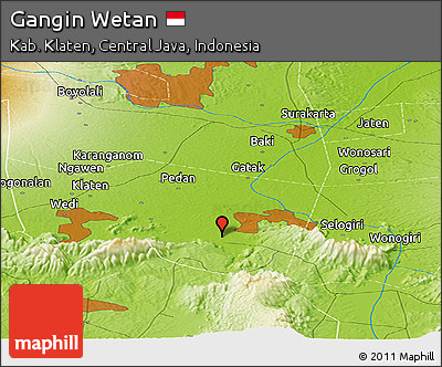 Physical Panoramic Map of Gangin Wetan