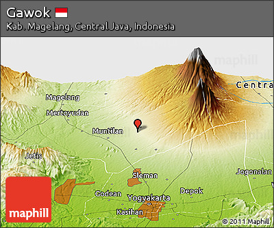 Physical Panoramic Map of Gawok