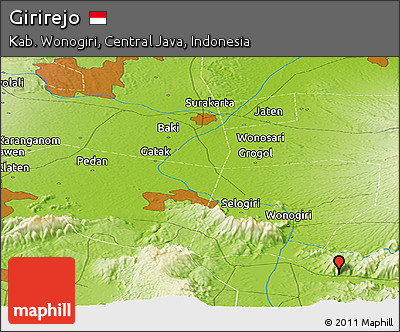 Physical Panoramic Map of Girirejo