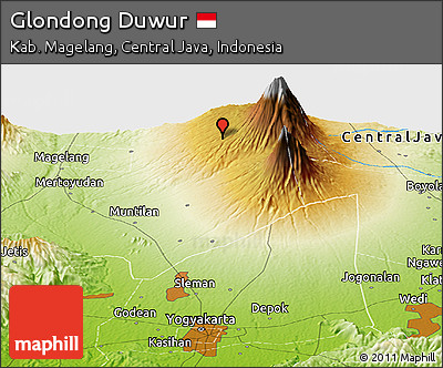 Physical Panoramic Map of Glondong Duwur