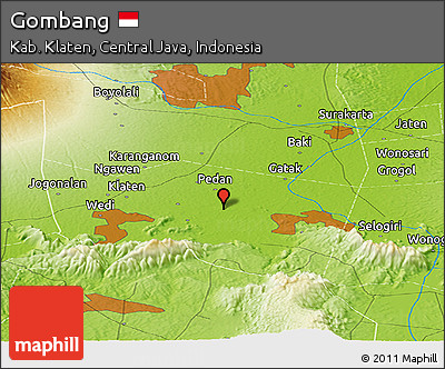 Physical Panoramic Map of Gombang