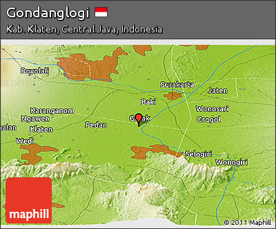 Physical Panoramic Map of Gondanglogi