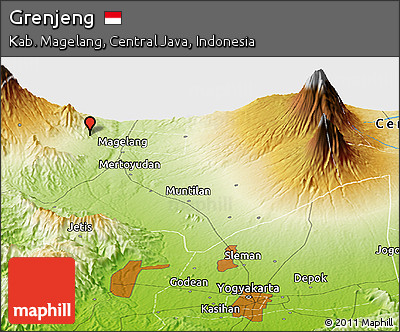 Physical Panoramic Map of Grenjeng