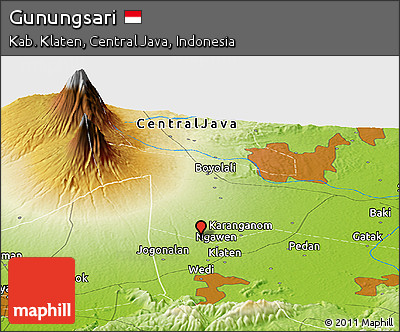 Physical Panoramic Map of Gunungsari