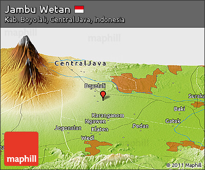 Physical Panoramic Map of Jambu Wetan