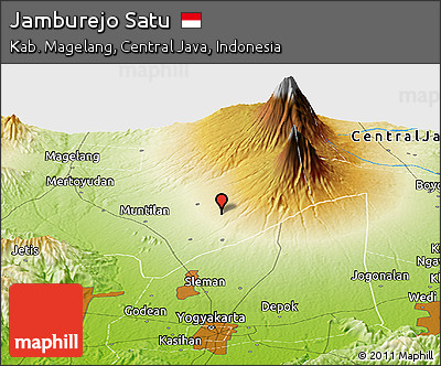 Physical Panoramic Map of Jamburejo Satu