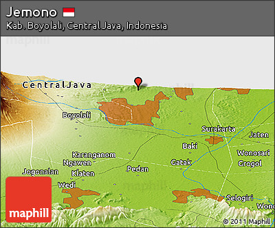 Physical Panoramic Map of Jemono