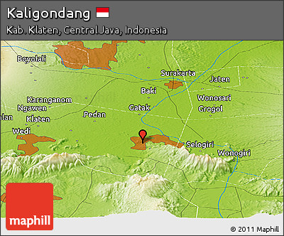 Physical Panoramic Map of Kaligondang