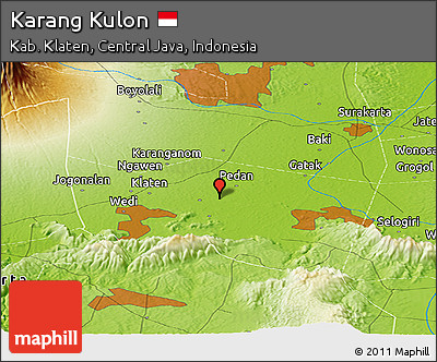 Physical Panoramic Map of Karang Kulon