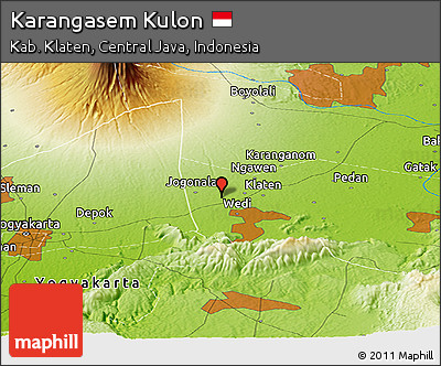 Physical Panoramic Map of Karangasem Kulon